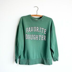Favorite Daughter Collegiate Sweatshirt in Evergreen Small Green White